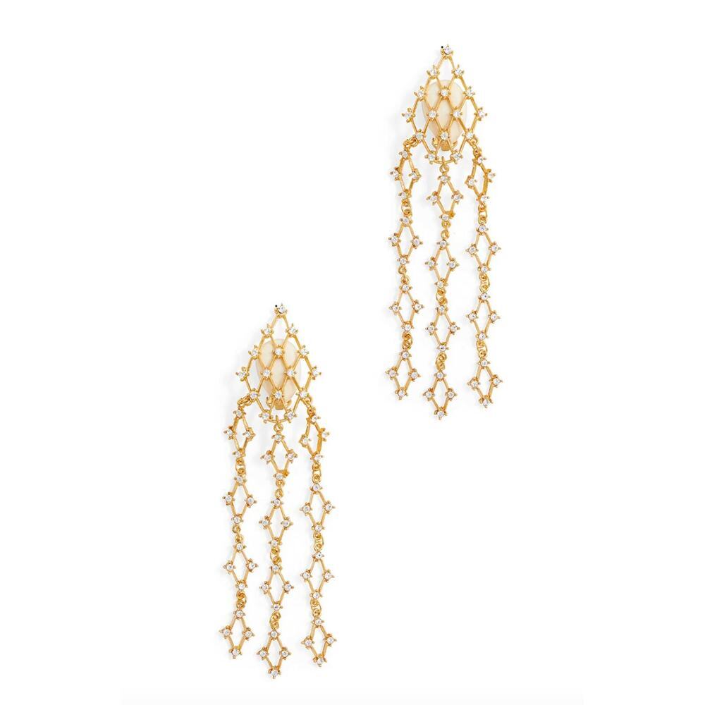 Kenneth Jay Lane Diamond Shape Waterfall Clip Earrings